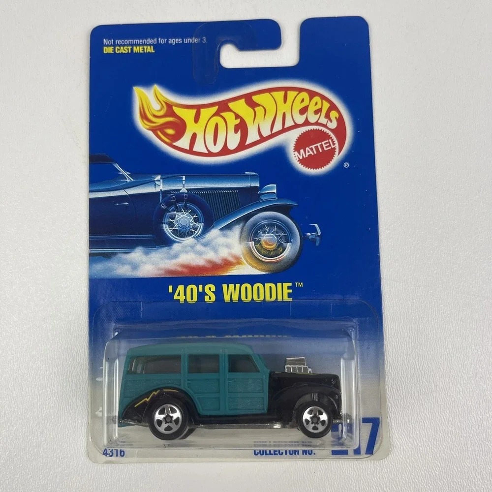1991 Hot Wheels 40s Woodie Green Collector No 217 5 Spoke Tires
